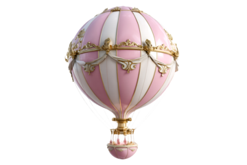 Elegant Pink and Gold Hot Air Balloon Romantic Sky Ride Dreamy Adventure