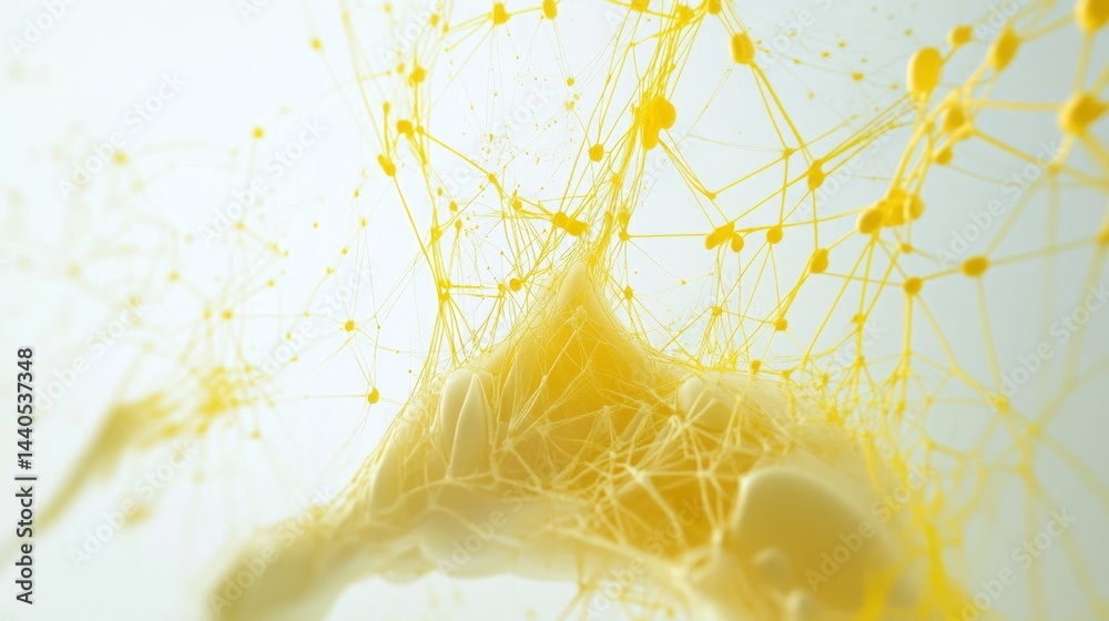 Poster dynamic flow of yellow liquid abstract art laboratory setting digital composition macro view creativ