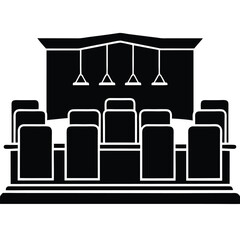 isolated courtroom seating arrangement on white background