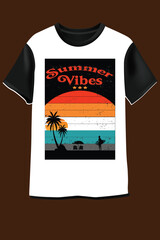 : Abstract splash summer style vector colourfull and fashionable Summer t-shirt design for man and women. Summer Vibes  t-shirt design template.