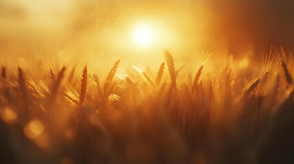 Golden Wheat Field Sunset - Realistic Image