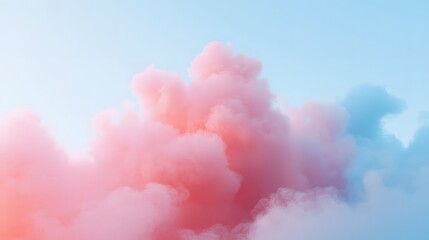 Fototapeta premium Dreamy pastel pink and blue cloudscape. Soft, fluffy clouds fill the frame, creating a serene and ethereal atmosphere. Perfect for backgrounds or dreamy concepts.