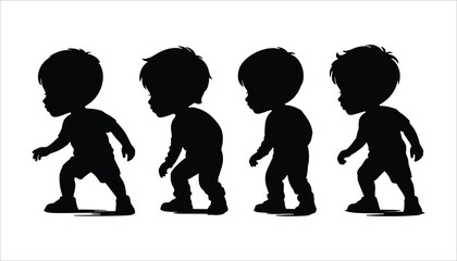 Child Development Stages Silhouette Learning to Walk