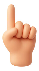 Hand pointing 3D gesture. Cartoon male hand with one index finger upward indicating, showing or touching something above. Attention or direction vector emoji