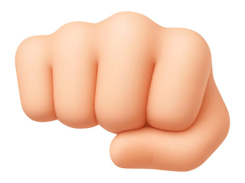 Fist bump 3D emoji. Strong hand clenched fist, punch gesture. Power courage, aggression and protest, fight and solidarity, resistance. Vector realistic concept icon isolated