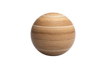 A smooth, round sphere with natural, earth-toned stripes resembling a planet or polished stone.