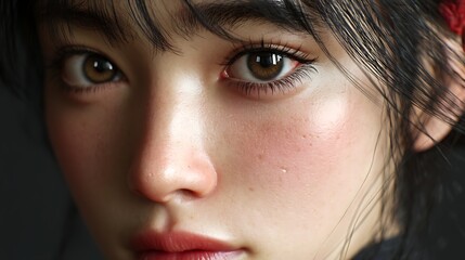 Fototapeta premium 繊細な肌質が際立つ女性の超接写ポートレート