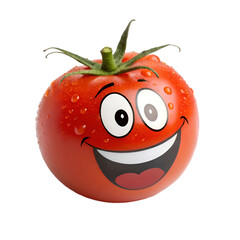 Obraz premium Happy tomato cartoon isolated on transparent background