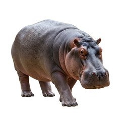 Majestic Hippopotamus Walking Forward with Detailed Skin Texture and Natural Colors