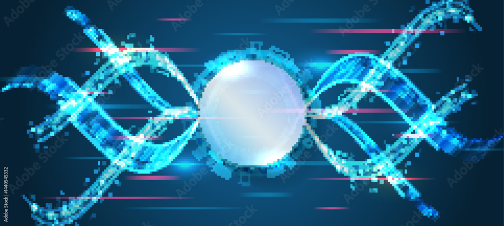 Poster Data transfer and protection, internet communication on a blue background. High computer technology design. Modern science vector presentation. Abstract circles and waves futuristic concept.
