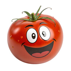 Naklejka premium Happy tomato cartoon isolated on transparent background