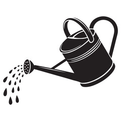 Garden watering can silhouette vector, watering can icon Vector Black silhouettes. with white background