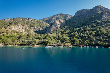 Fototapeta premium Blue lagoon aerial view, Oludeniz, Turkey