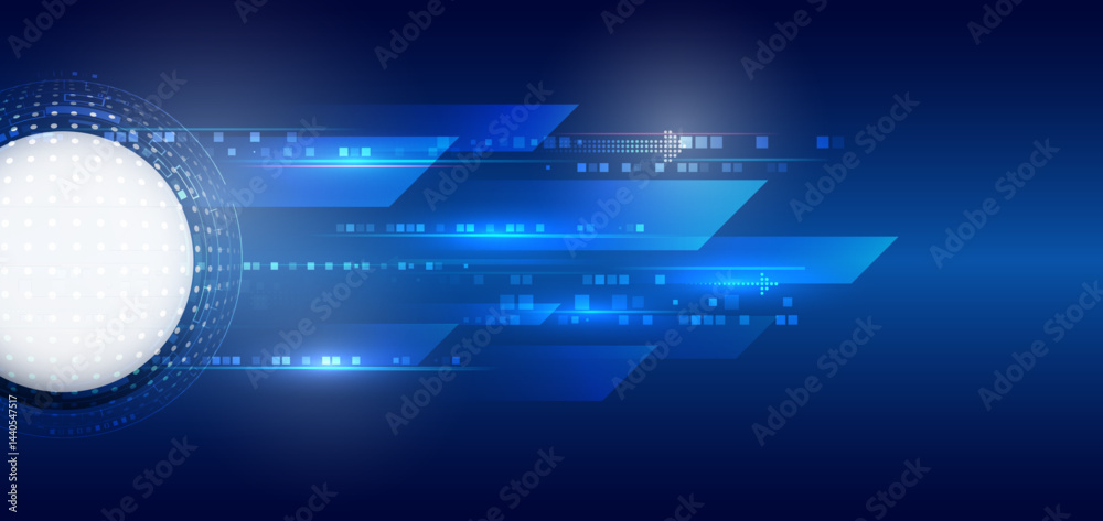 Aufkleber Abstract business analytics. An array of information in the form of waves. Large data stream on a dark background, glowing lines and squares. Data set analysis and visualization.