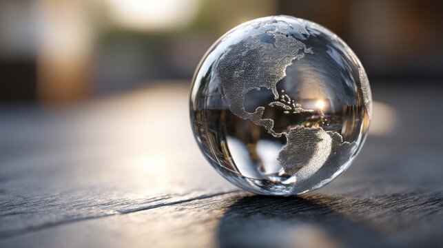 Elegant glass globe positioned on a table highlighting emerging market risk management and safe investment approaches