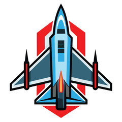 Fighter jet icon isolated on white background