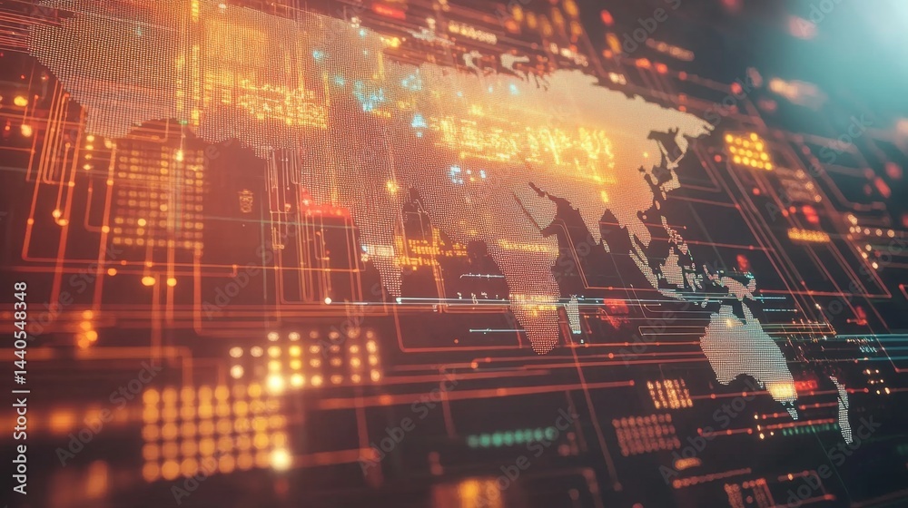 Poster digital map visualization global overview data representation tech environment high-tech viewpoint i