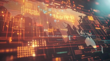 Fototapeta premium Digital map visualization global overview data representation tech environment high-tech viewpoint innovative concepts