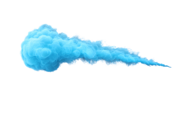 Blue cloud-like puff forms a dynamic, elongated shape with a textured, wispy appearance.