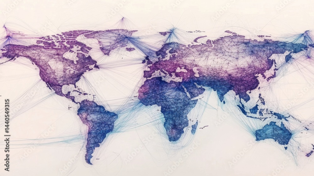 Poster global connectivity visualizing world data flow digital map infographic style abstract environment b