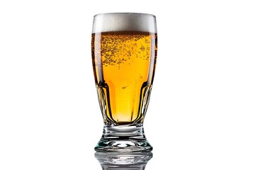 Glass of beer isolated on a white background, no shadows, studio photography