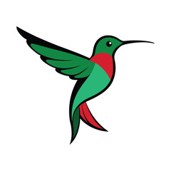 Colorful hummingbird vector art illustration
