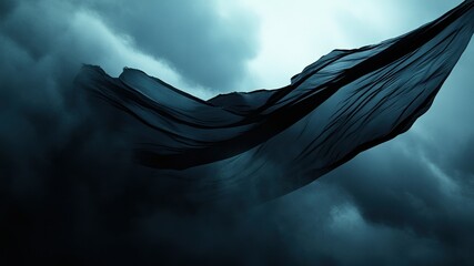Dramatic cloth flowing against a cloudy sky.