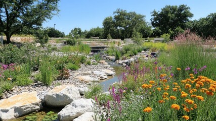 Scenic natural water feature with native plants.