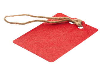 Blank red price tag with string isolated on white background PNG