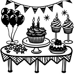 set of birthday cupcakes