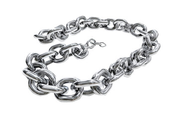 Obraz premium Shiny Chrome Chain Links Intertwined Strong Metal Bond Security