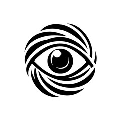 Stylized Eye Design in Bold Black and White Vector