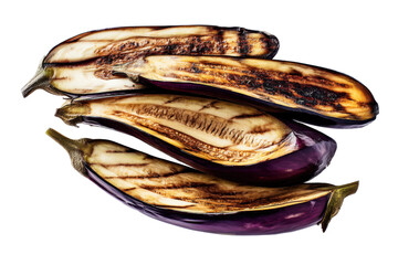 Grilled Aubergine Stack isolated on transparent png background