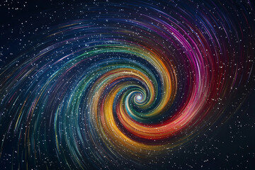 Colorful swirling galaxy creating a mesmerizing vortex effect in space at night
