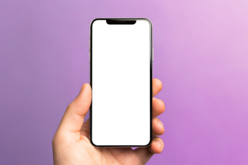  a close up of a hand holding a modern smart phone isolated on white background PNG. GENERATIVE AI