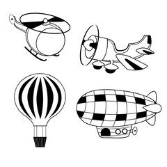 outline set of isolated air transport