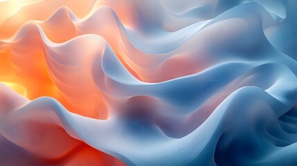 Obraz premium Fluid Waves Abstract Background with Flowing Soft Forms in Blue and Orange Colors for Wallpaper Design or Presentations