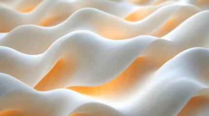 Obraz premium Gentle flowing cream colored waves form a subtle, textured backdrop with soft glowing yellow gradients between fluid shapes