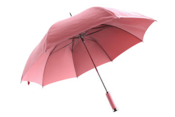 Pink open umbrella isolated on transparent png background