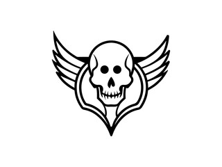 Winged Skull Logo Vector - Gothic Tattoo Design, Biker Emblem, Grunge Skull Art.
