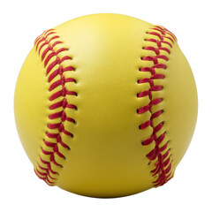 Yellow softball close-up isolated on transparent png background