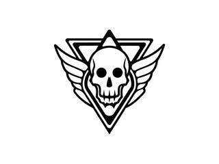 Winged Skull Logo Vector - Gothic Tattoo Design, Biker Emblem, Grunge Skull Art.