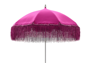 Pink fringe umbrella isolated on transparent png background