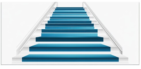 Fototapeta premium Blue-carpeted staircase ascending against a white wall