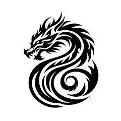 Abstract Black and White Vector Dragon Artwork
