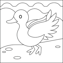 Stylish Blue Duck Coloring Sheet Printable