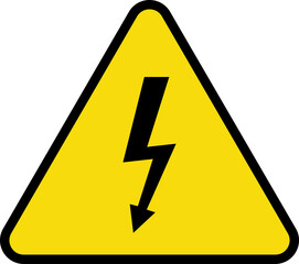 Danger high voltage sign vector. Isolated black and yellow triangle sign with eletric lightning. Electrical shock hazard icon. Caution electric shock danger symbol.
