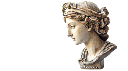 Obraz premium Exquisite Antique Bust of Young Greek Woman on White Background