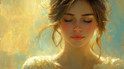 Serene Beauty A Digital Painting of a Woman