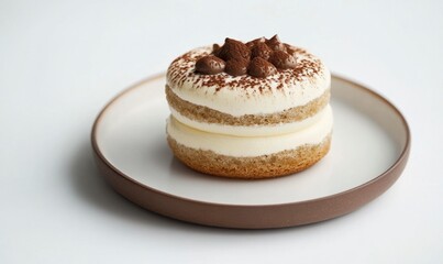 Deliciously Sweet Vanilla Cake with Chocolate Topping on Plate